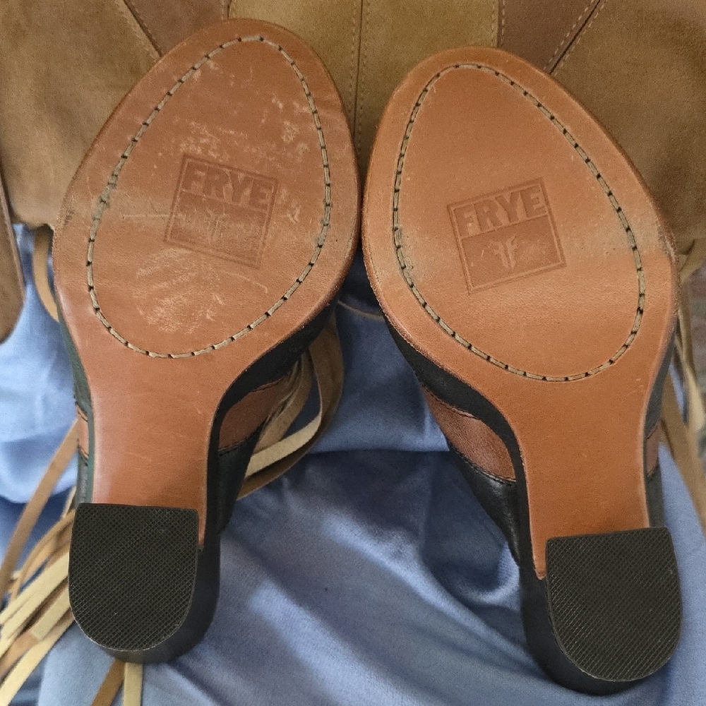 Frye Brown and Black Leather Mules - Picture 15 of 17